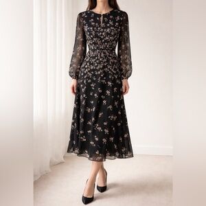 Karl Lagerfeld Paris Women’s Floral Printed Chiffon Midi Dress Size 4